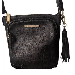 Steve Madden Crossbody Purse Embossed Design Adjustable Strap Logo on Wide Strap